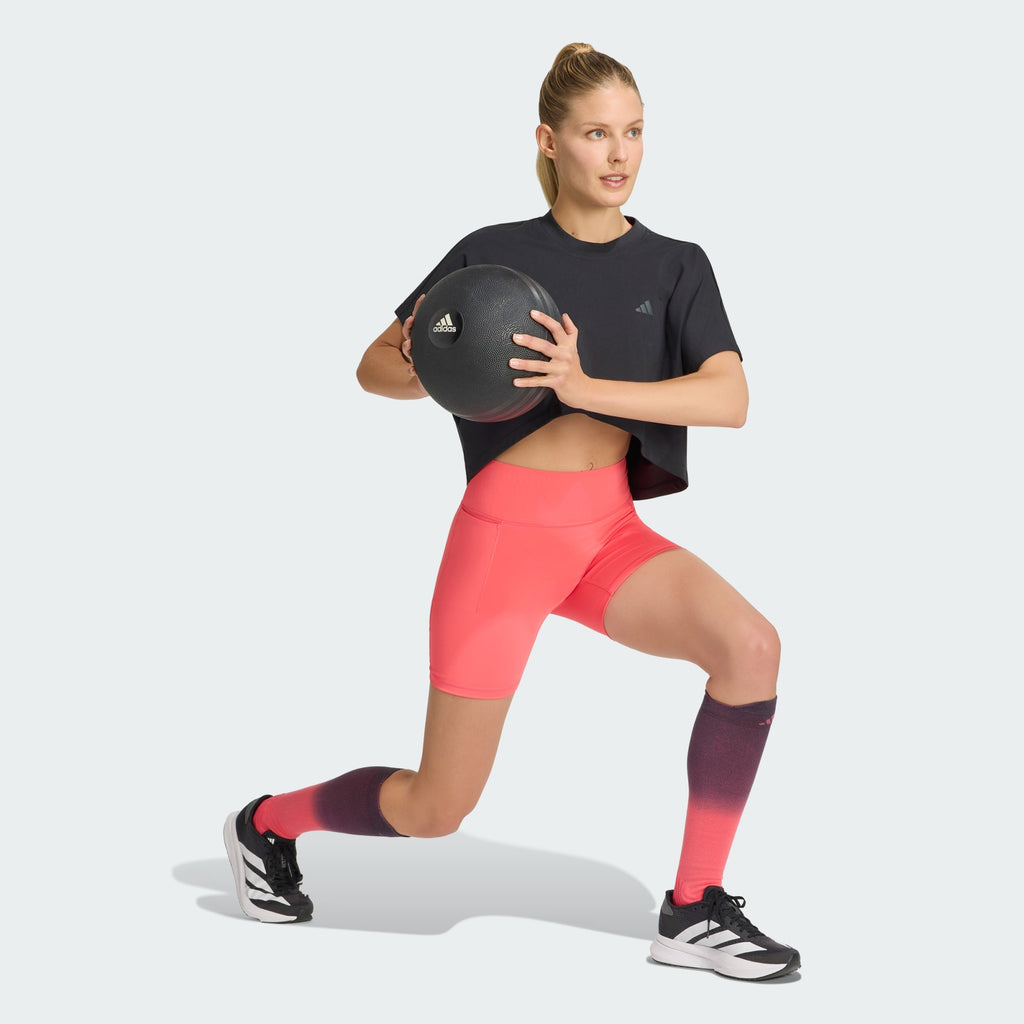 adidas PrimeLift Workout Graphics T-Shirt Black on model training