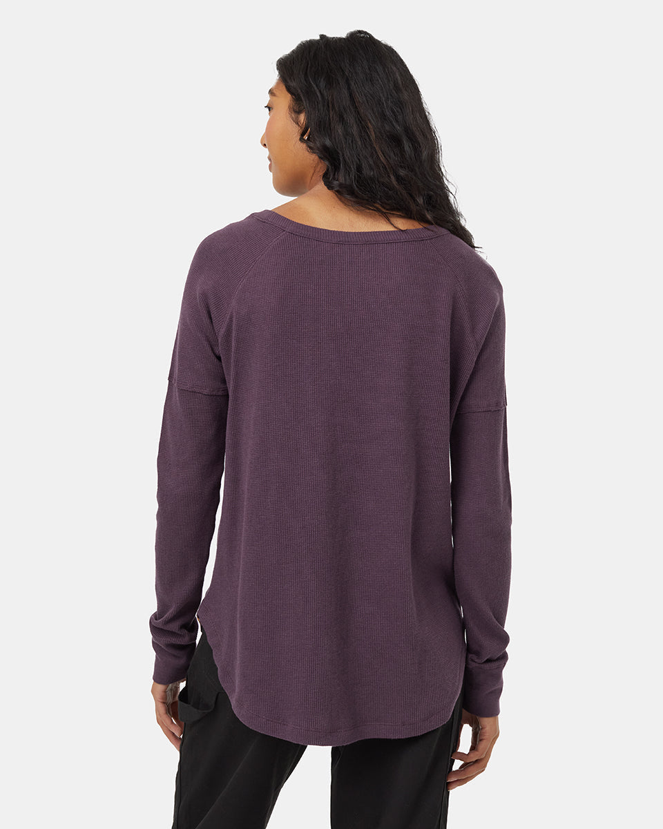 Tentree Women's Treewaffle Crew Longsleeve - Midnight Plum - back