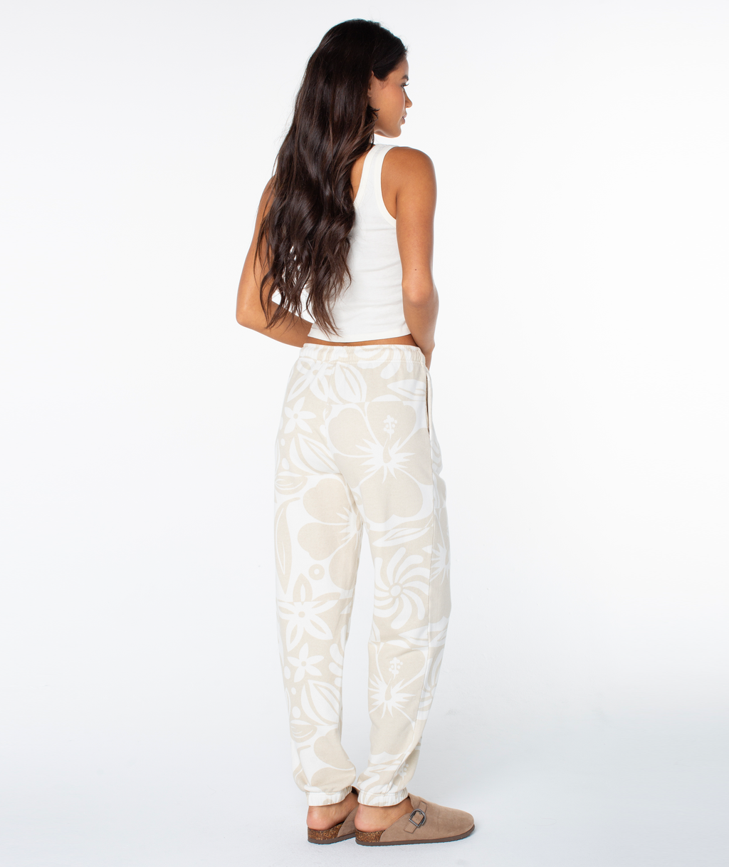 Roxy Women's Maile Pant - Parchment Cool Surf, back view, full length