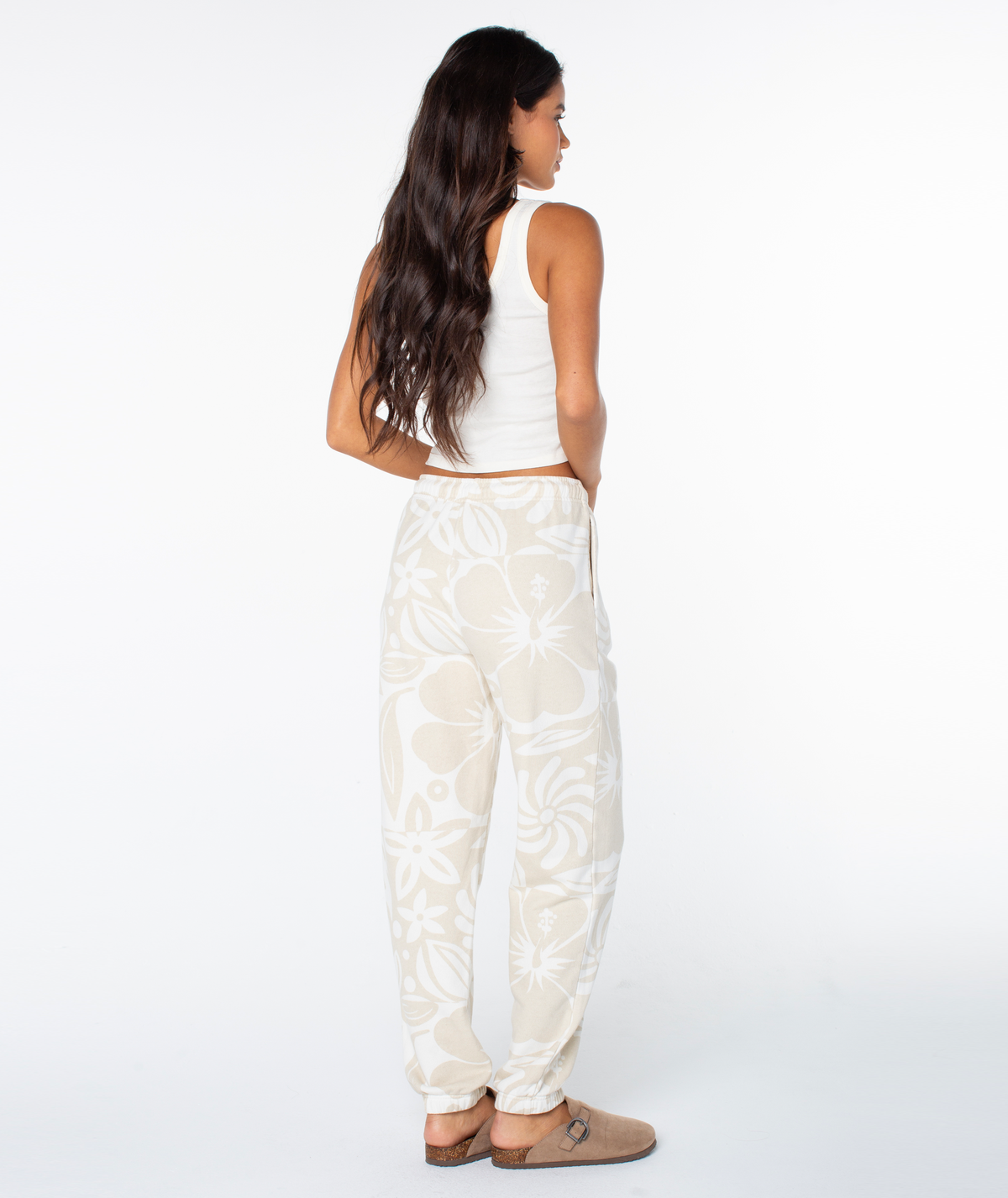 Roxy Women's Maile Pant - Parchment Cool Surf, back view, full length