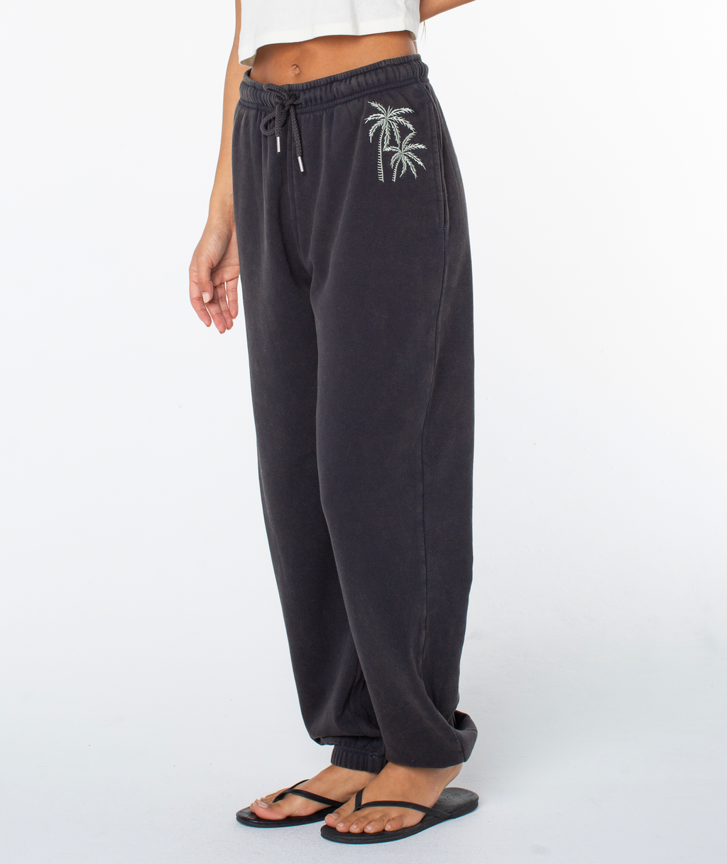 Roxy Women's Maile Pant - Phantom Palm Tree, side view