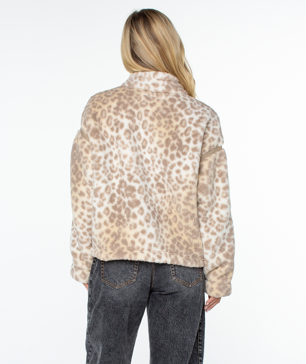 Roxy Women's Wurlie Fleece Jacket - Vanilla Ice Wild Side, back view