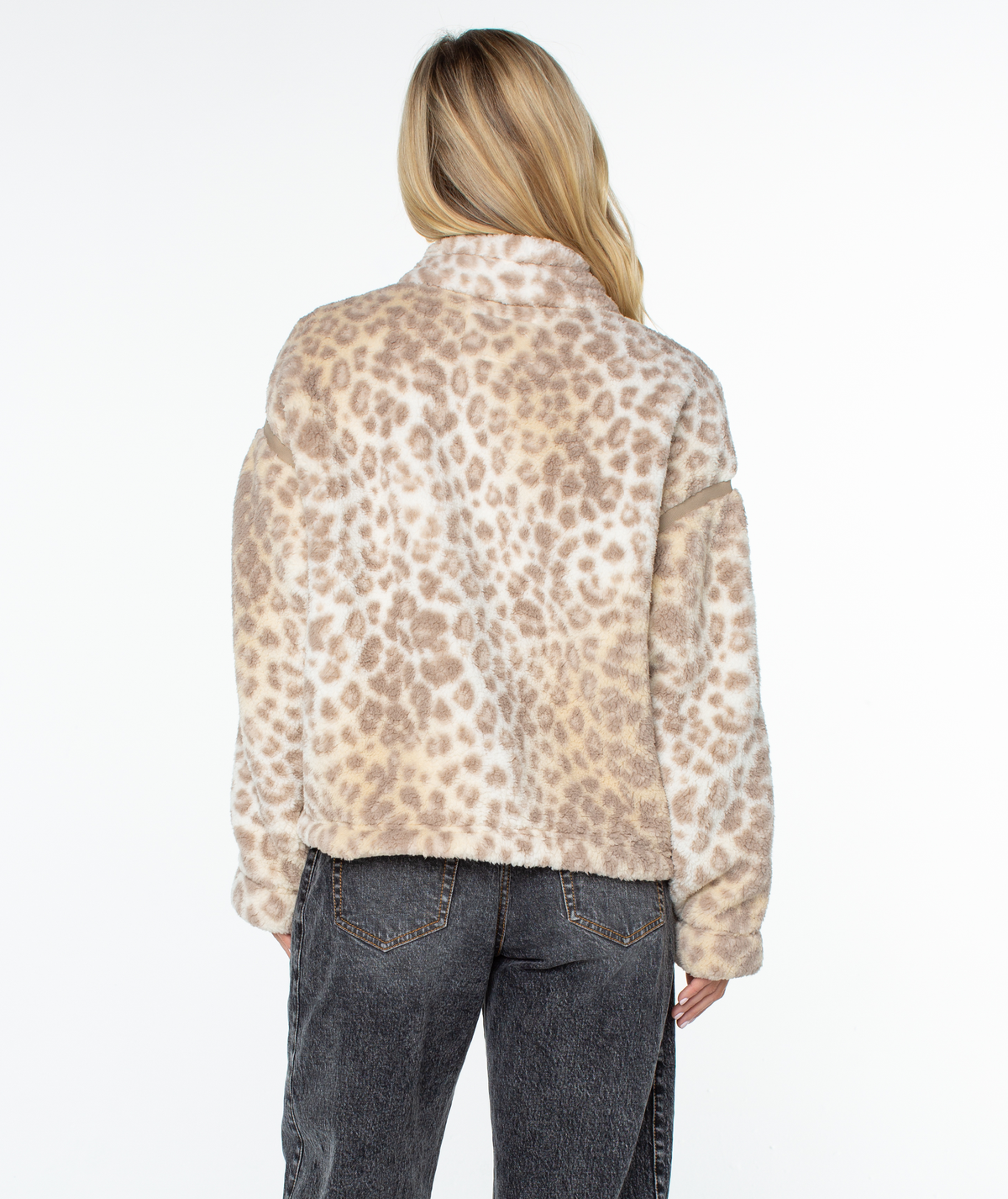 Roxy Women's Wurlie Fleece Jacket - Vanilla Ice Wild Side, back view