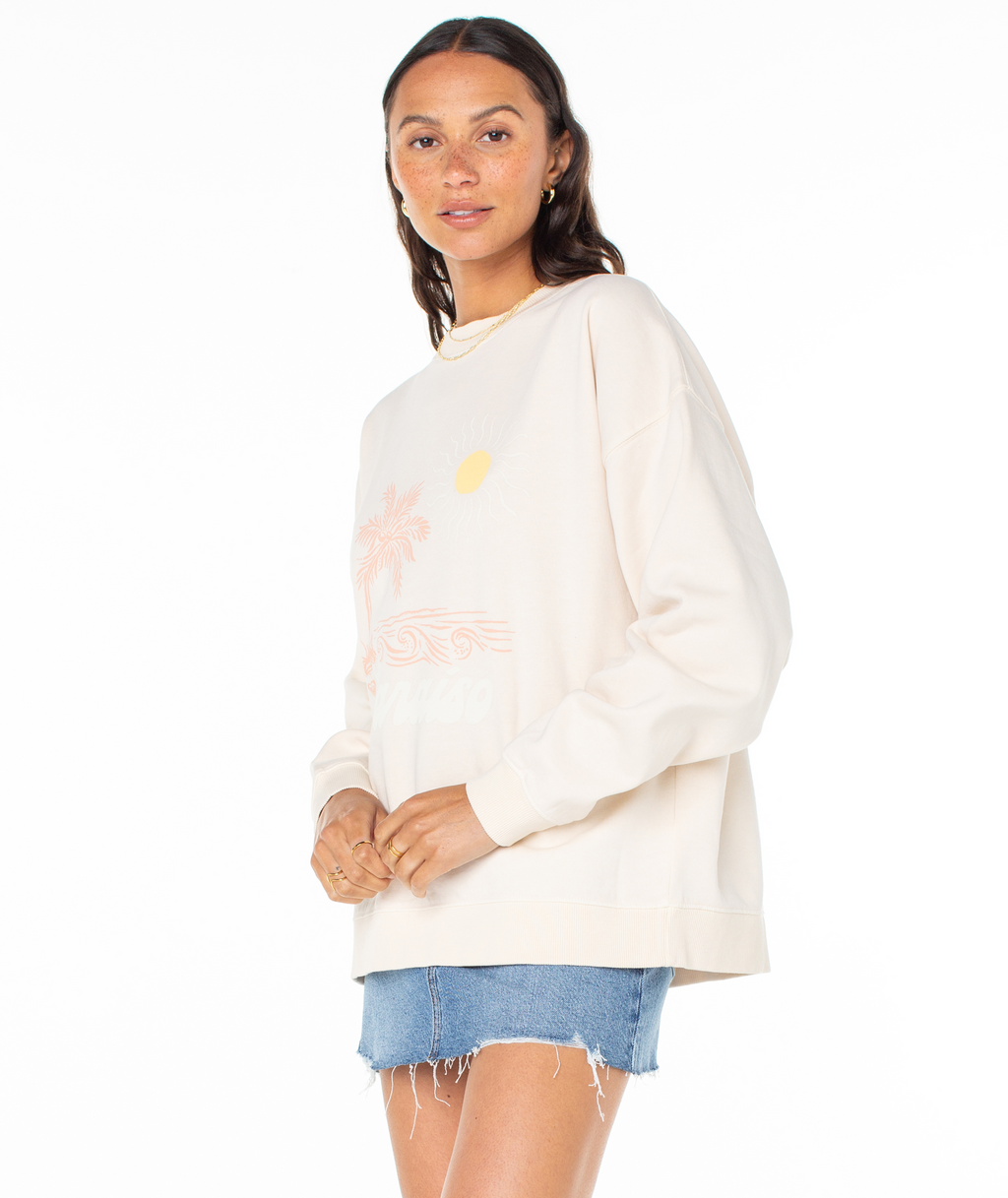 Roxy Women's Lineup Oversized Crew - Pink Champagne Paraiso - detail