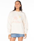 Roxy Women's Lineup Oversized Crew - Pink Champagne Paraiso - front