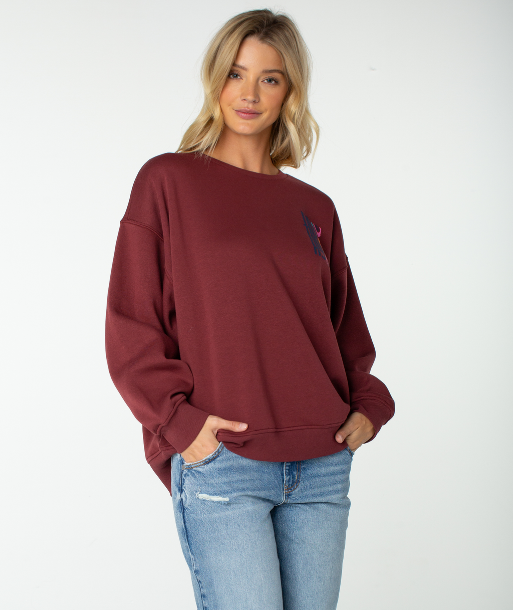Roxy Women's Morning Stroll Crewneck Sweatshirt - PORT OCEANVIEW