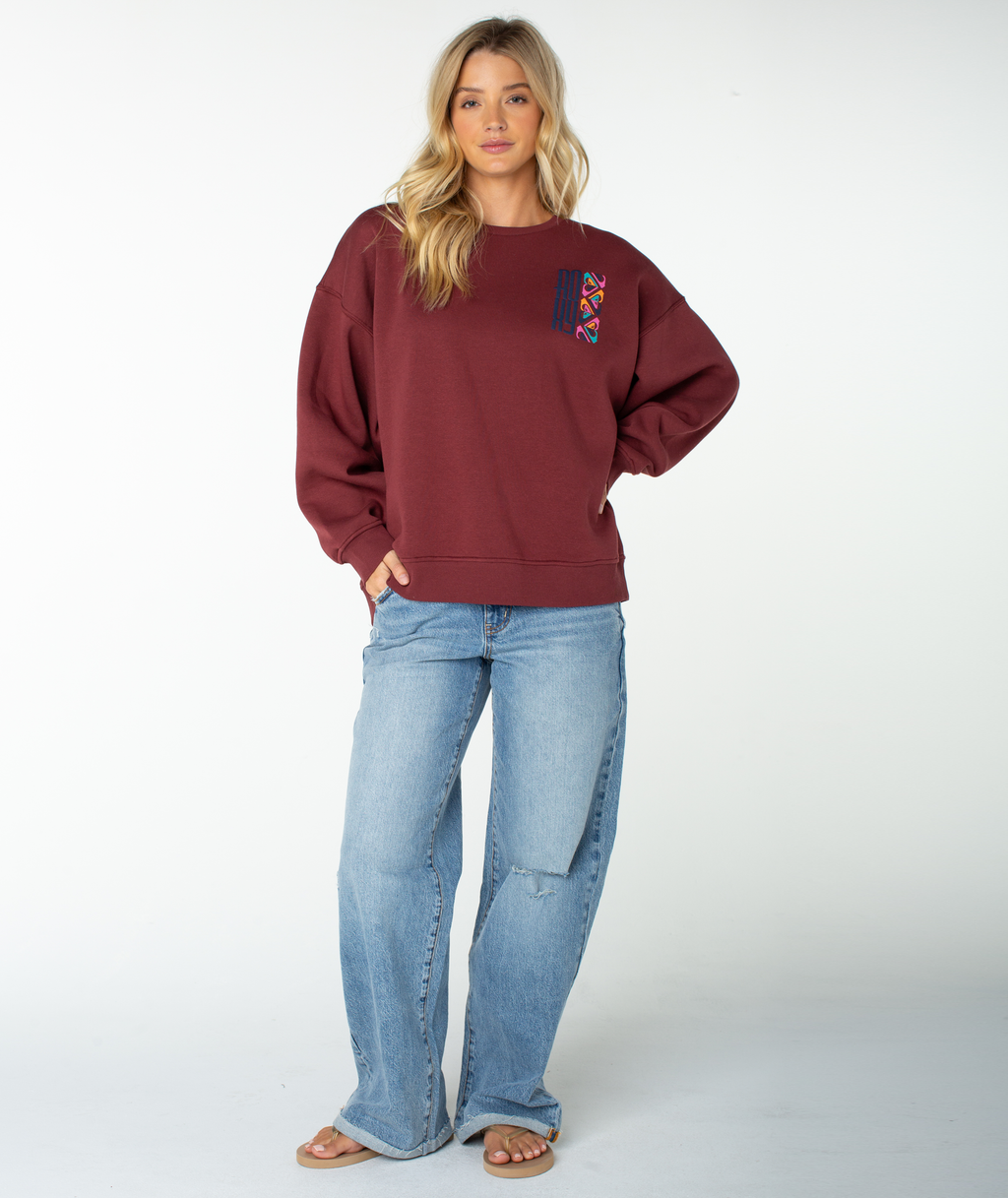 Roxy Women's Morning Stroll Crewneck Sweatshirt - PORT OCEANVIEW