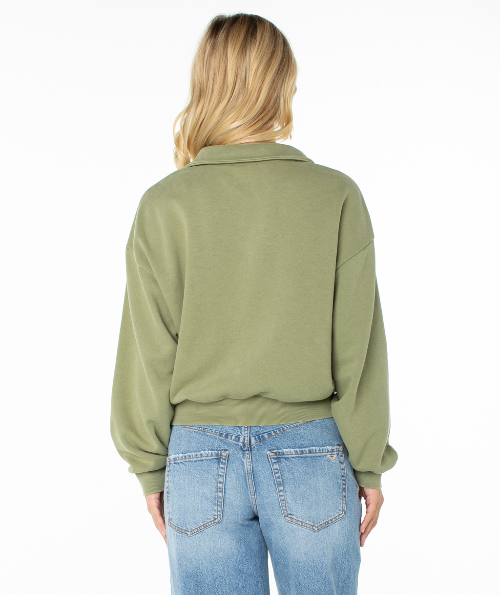 Roxy Women's Half Moon Quarter Zip Sweatshirt - OIL GREEN