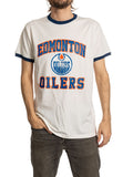Calhoun Edmonton Oilers Distressed Ringer Tee - Natural/Navy, front