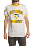 Calhoun Pittsburgh Penguins Distressed Ringer Tee - Natural/Gold, front