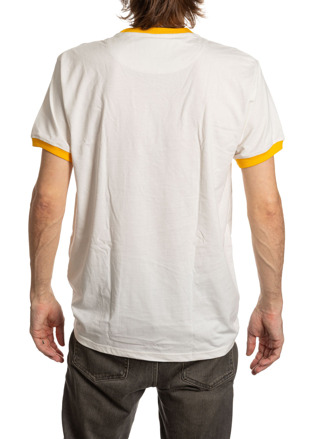 Calhoun Pittsburgh Penguins Distressed Ringer Tee - Natural/Gold, back