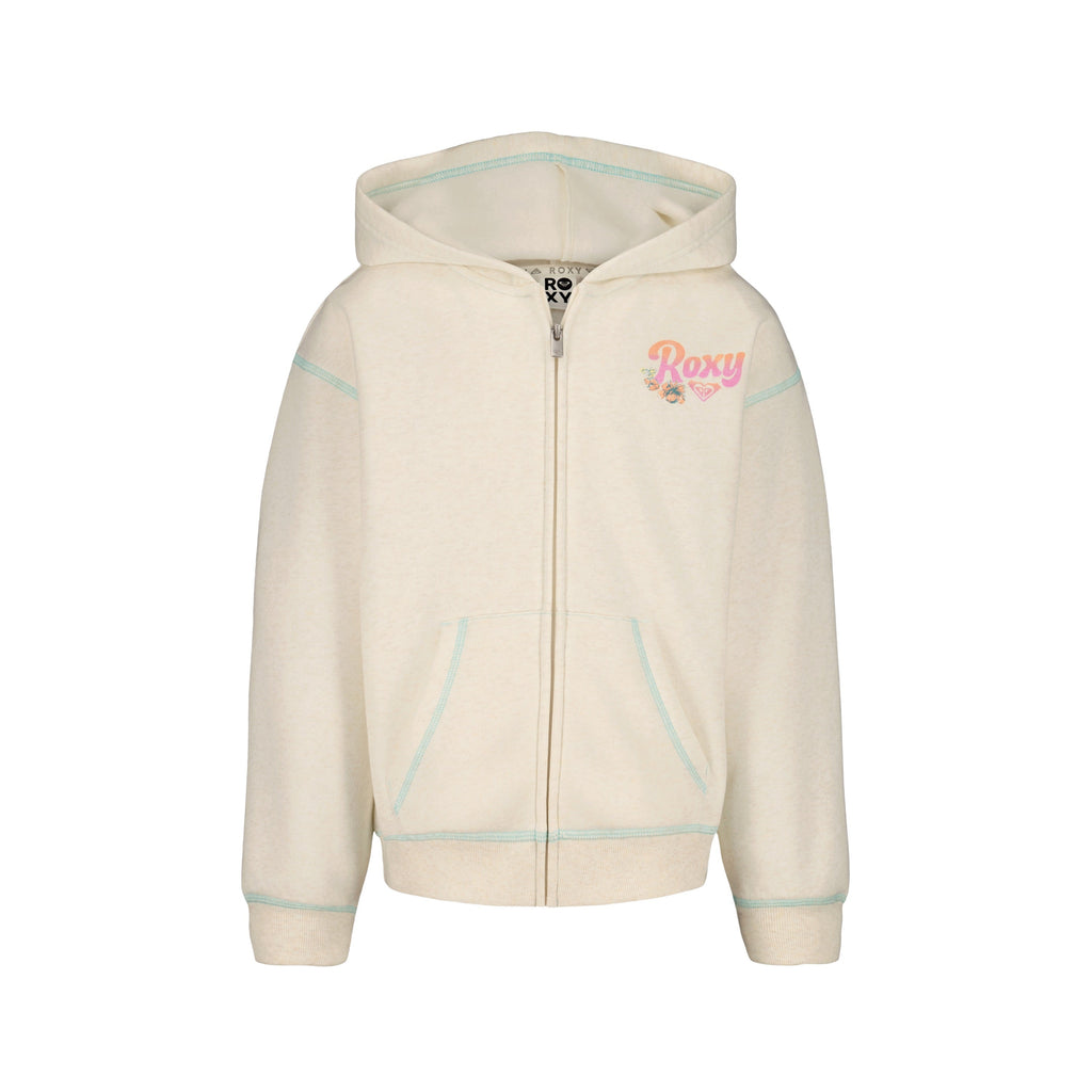 Roxy Girls' Coastal Cruiser Zip Hoodie - Oatmeal Heather - front