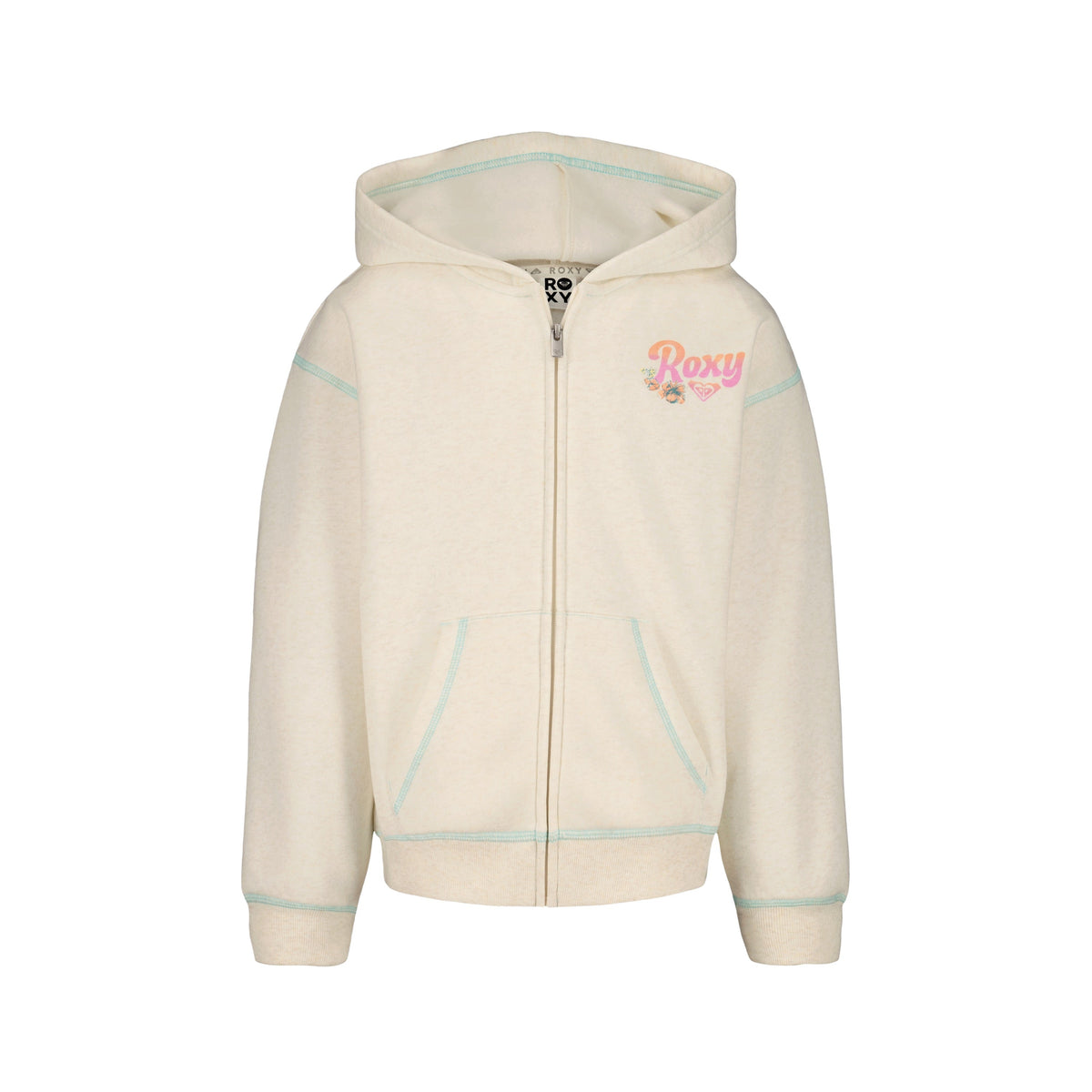 Roxy Girls' Coastal Cruiser Zip Hoodie - Oatmeal Heather - front