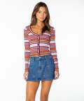 Roxy Women's Terrace Long Sleeve Top - PORT RETRO STRIPE
