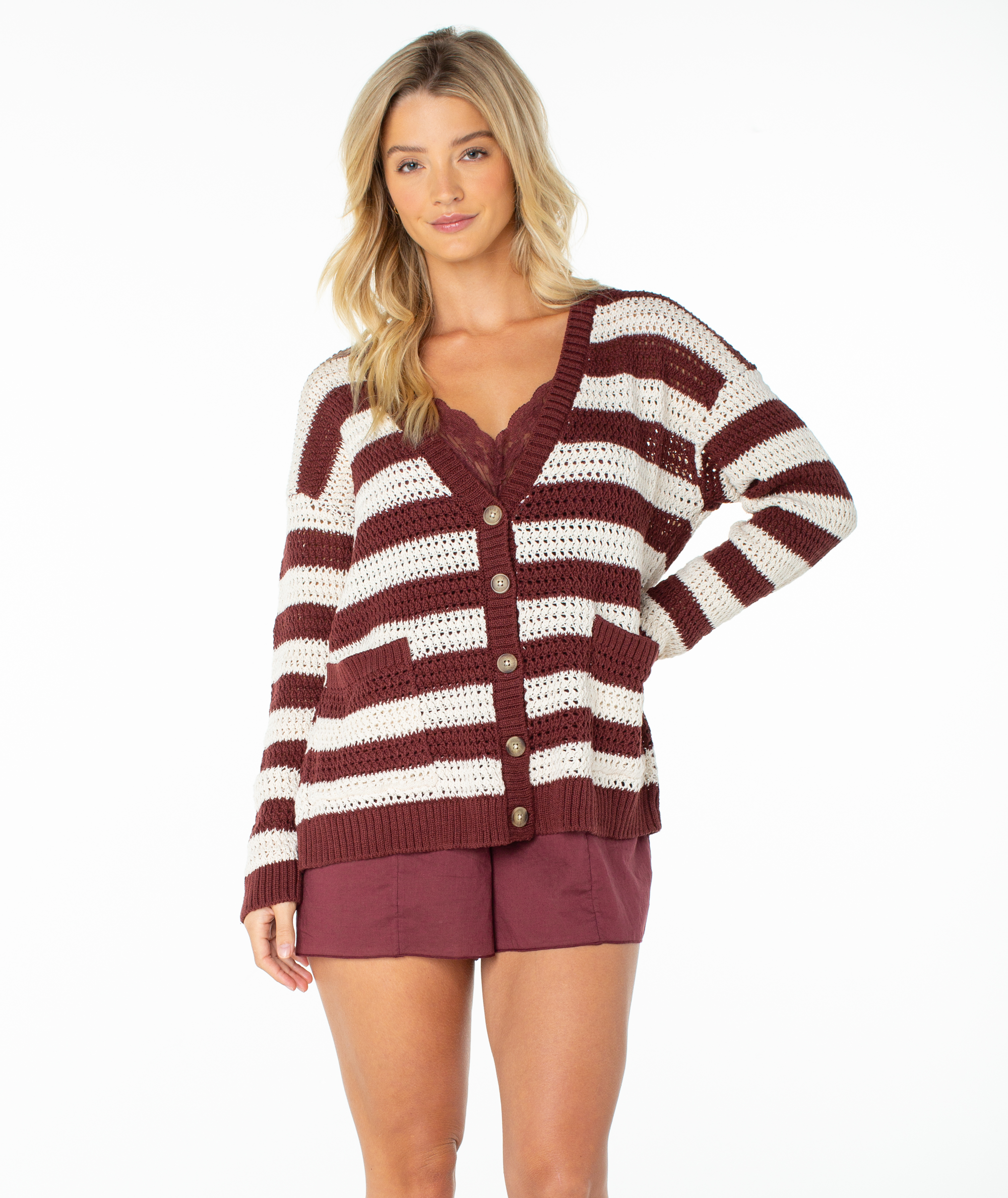 Roxy Women's Tamarindo Cardigan - PORT STRIPE