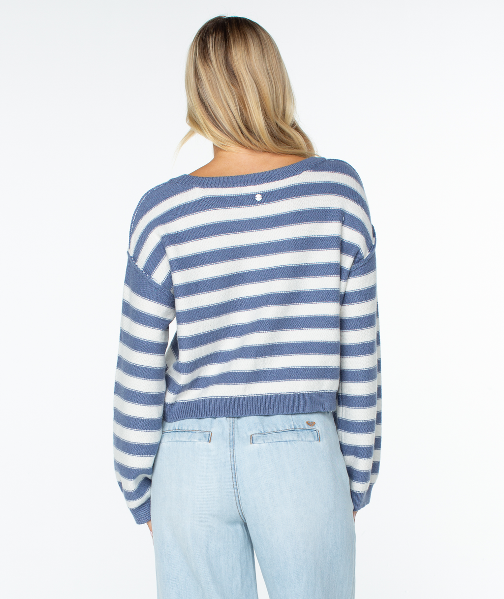 Roxy Women's Swell Season Stripe Sweater - Wild Wind Freebird Stripe, back view