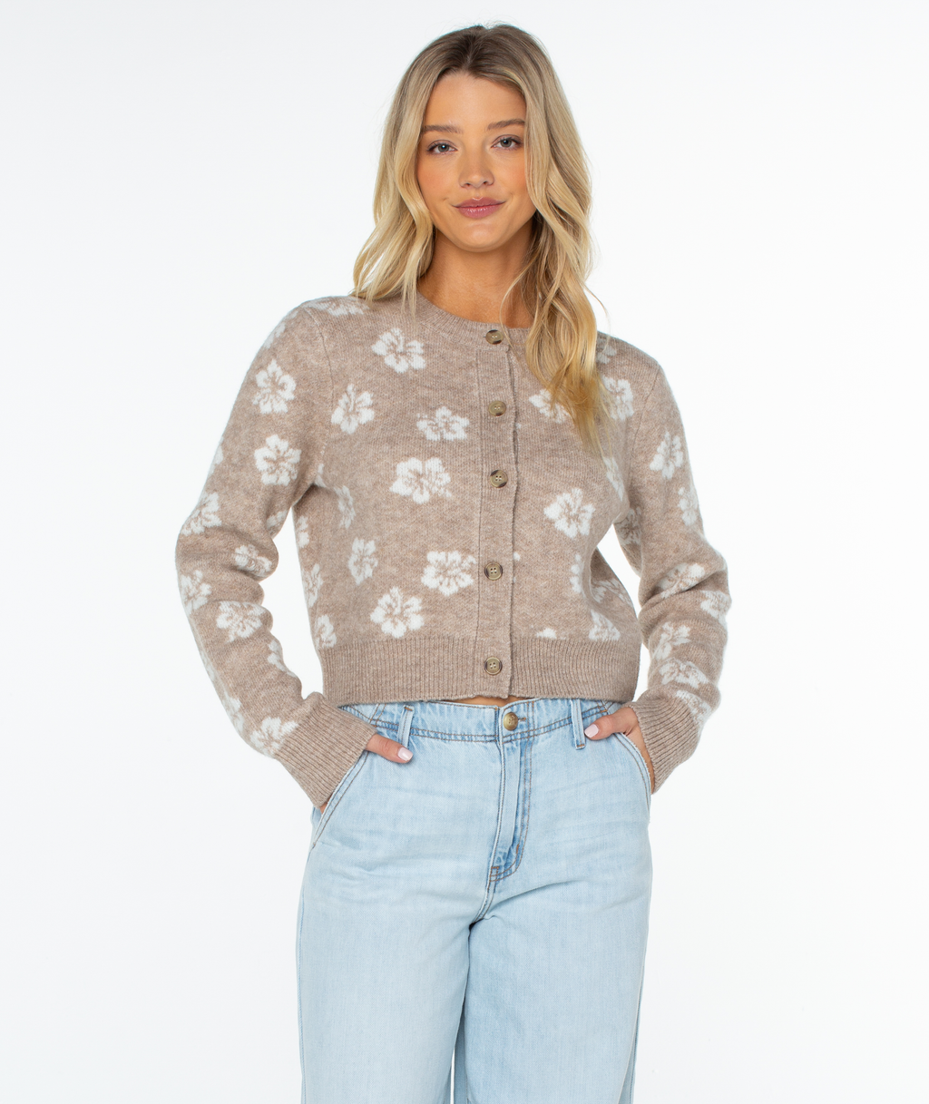 Roxy Women's Meadow Sweater - Doeskin Sweet Hibiscus, front view