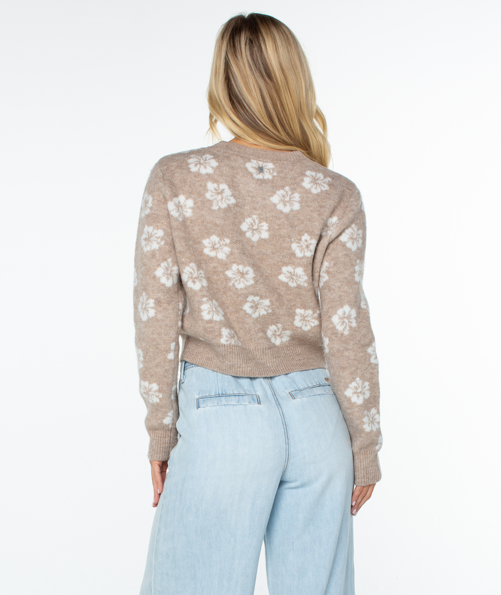Roxy Women's Meadow Sweater - Doeskin Sweet Hibiscus, back view