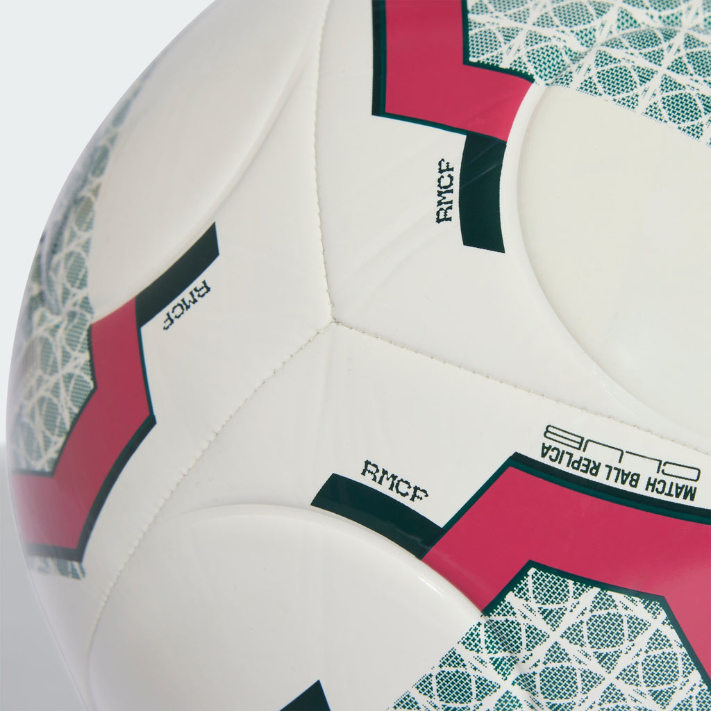 Adidas Real Madrid Home Club Soccer Ball White/Aurora Ivy - panel and seam detail