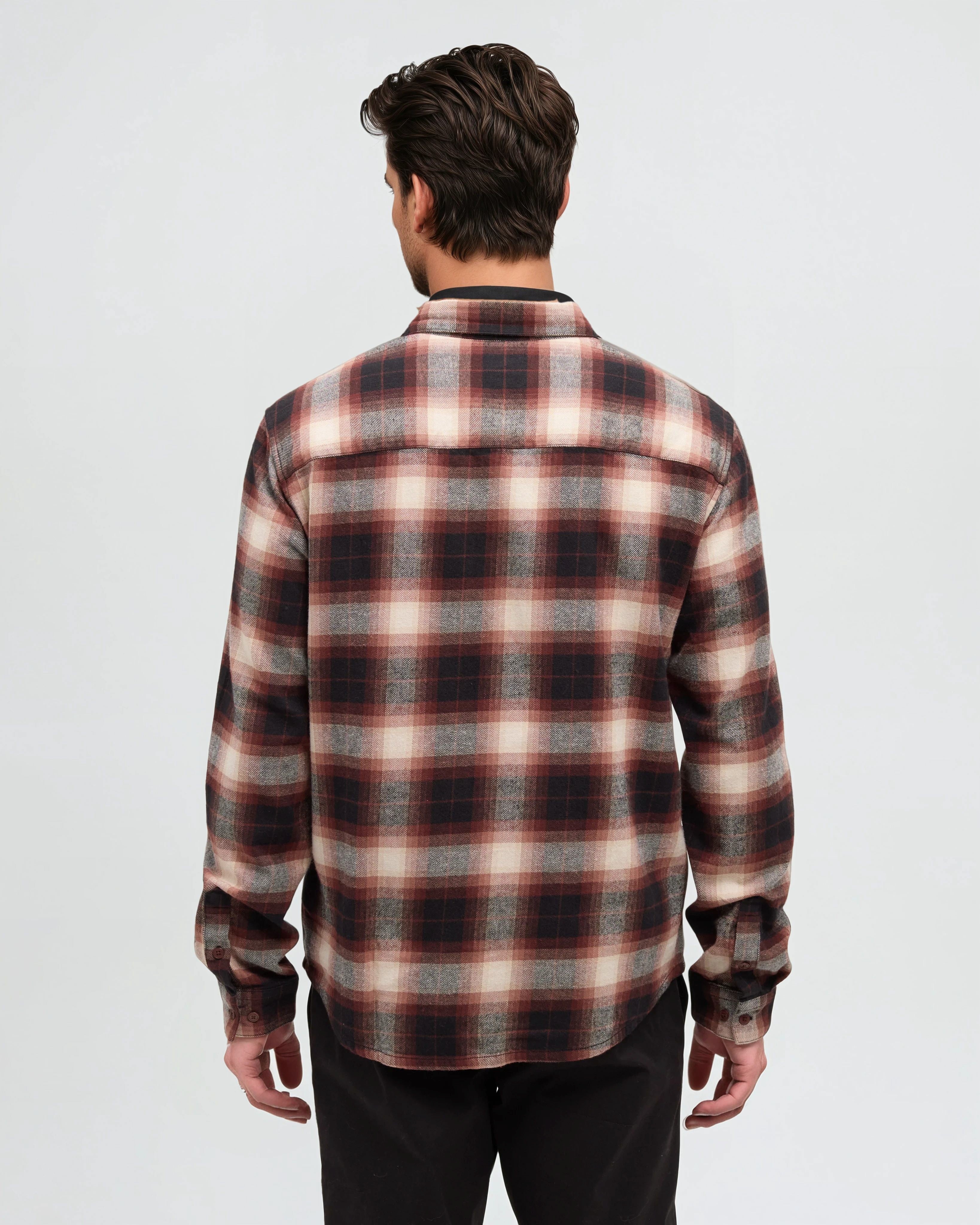 Tentree Forest Flannel Shirt - RED CHESTNUT STORM PLAID