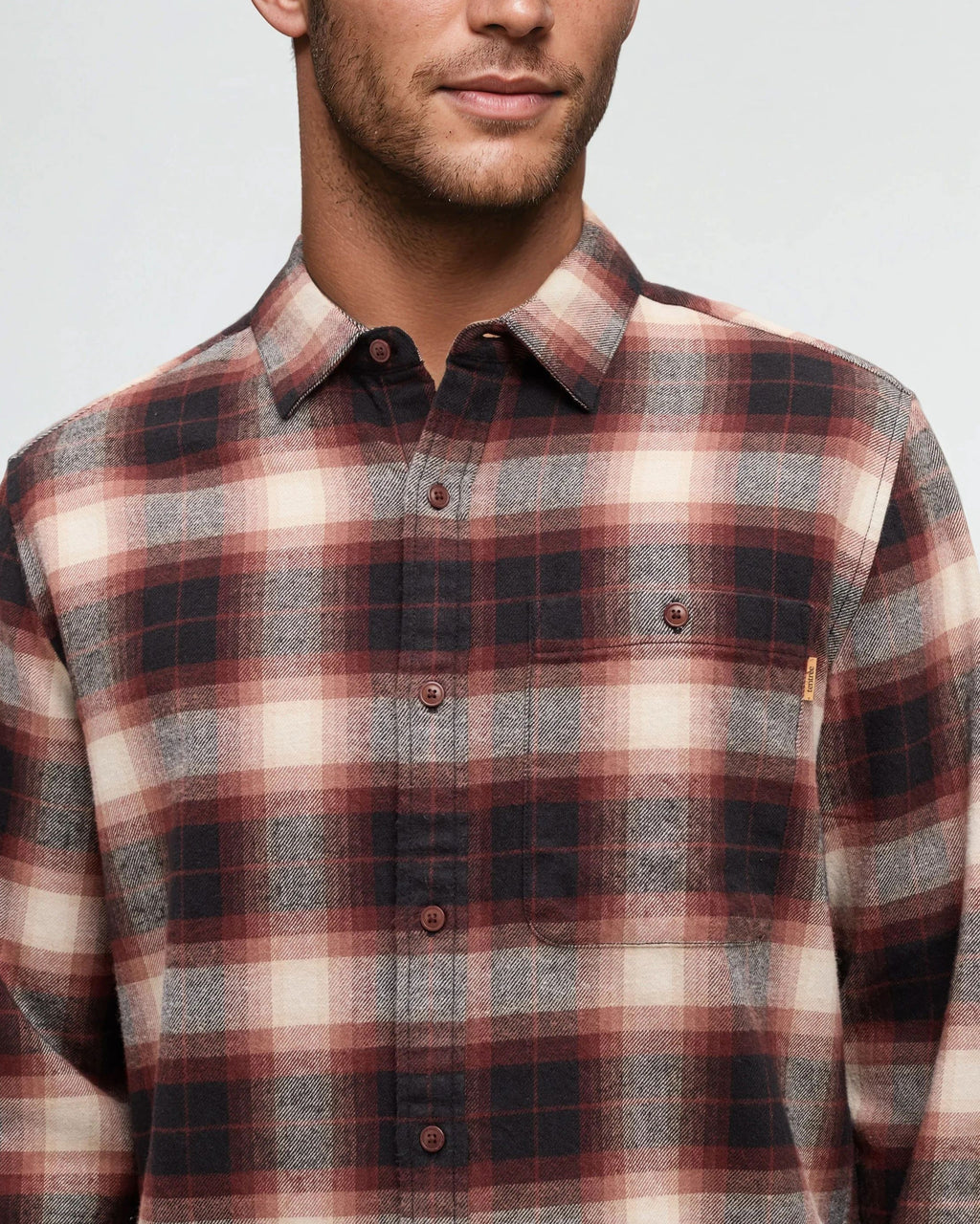 Tentree Forest Flannel Shirt - RED CHESTNUT STORM PLAID