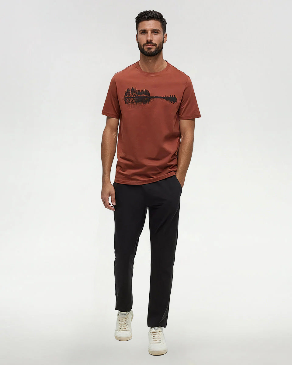 Tentree Summer Guitar T-Shirt Sequoia Meteorite Black - full body