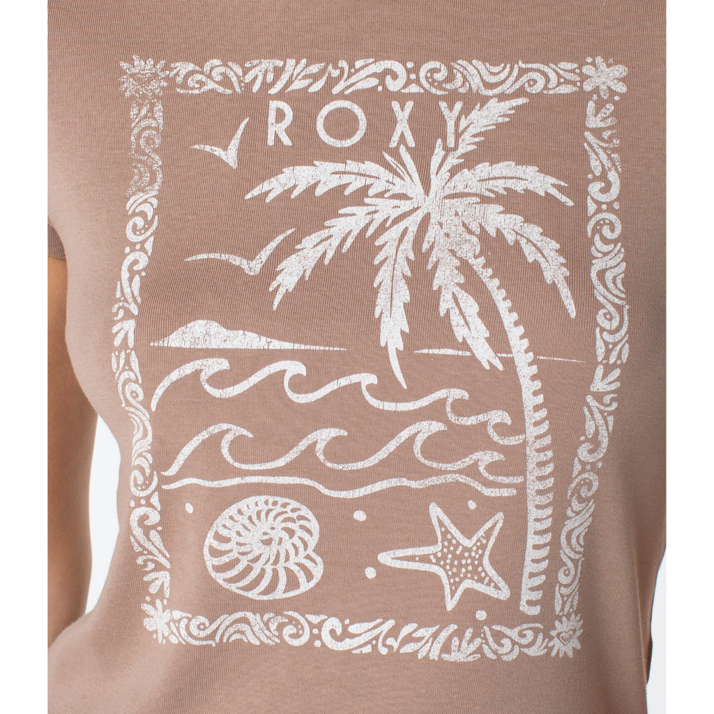 Roxy Women's Palm Poster 90s Baby T-Shirt - GINGER SNAP PALM POSTER