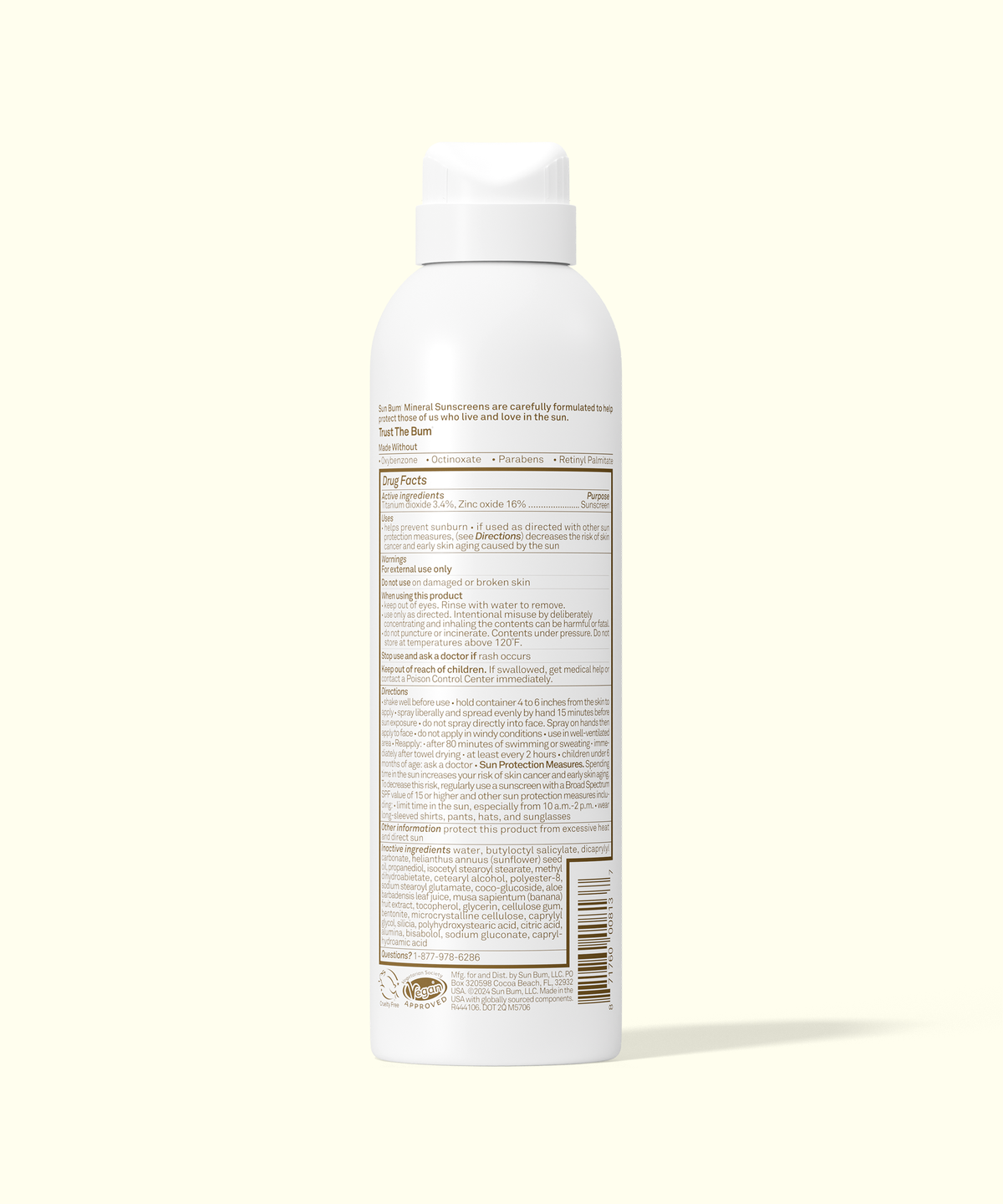 Sun Bum Mineral SPF 50 Sunscreen Spray, back