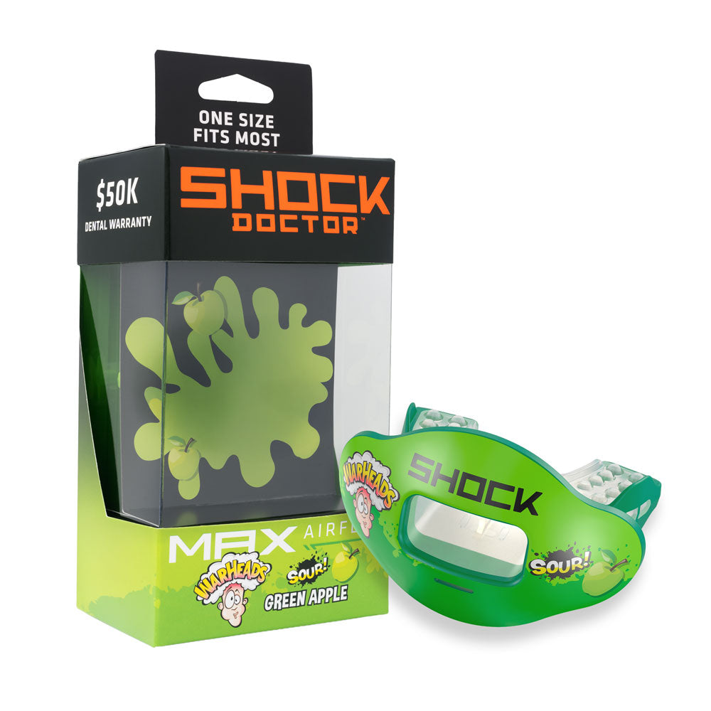 Shock Doctor Max Air Flow 3D Mouthguard - WARHEAD SOUR GREEN APPLE