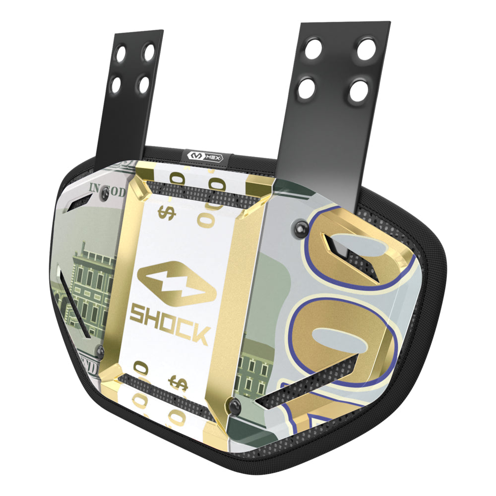Shock Doctor Showtime Back Plate - Youth - Gold Money Bands, front view