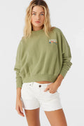 O'Neill Women's Moment Crop Crewneck - Oil Green - front