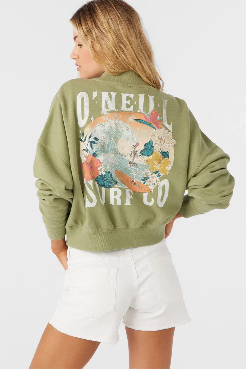 O'Neill Women's Moment Crop Crewneck - Oil Green - back
