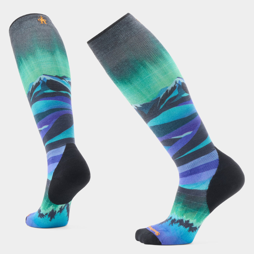 Smartwool Women's Ski Compression Print Over The Calf Socks - Black