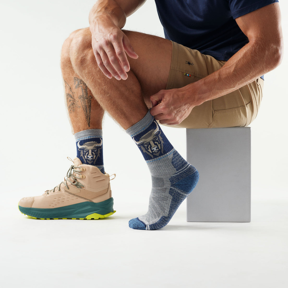 Smartwool Hike Bison Crew Socks - Light Gray
