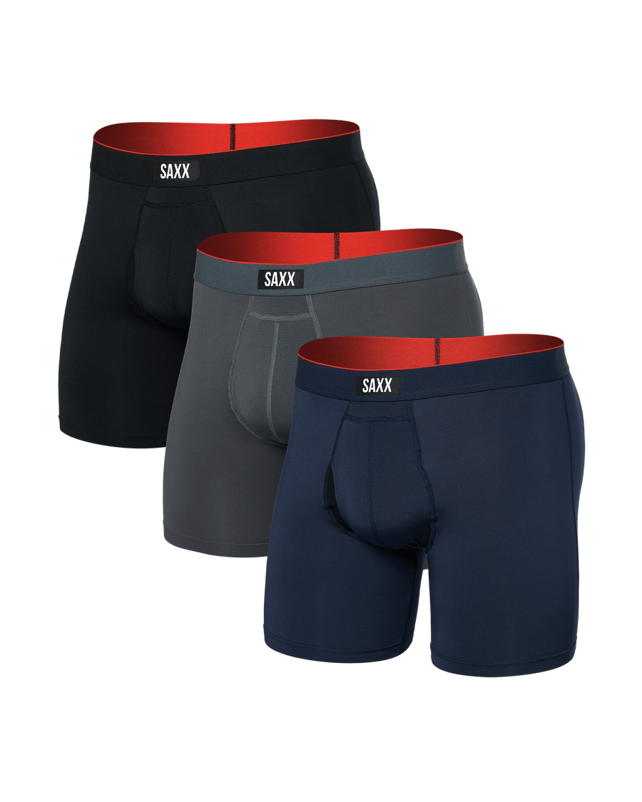 Saxx Multi-Sport Mesh Performance Boxer Brief (3 Pack) - Turbulence/Navy/Black