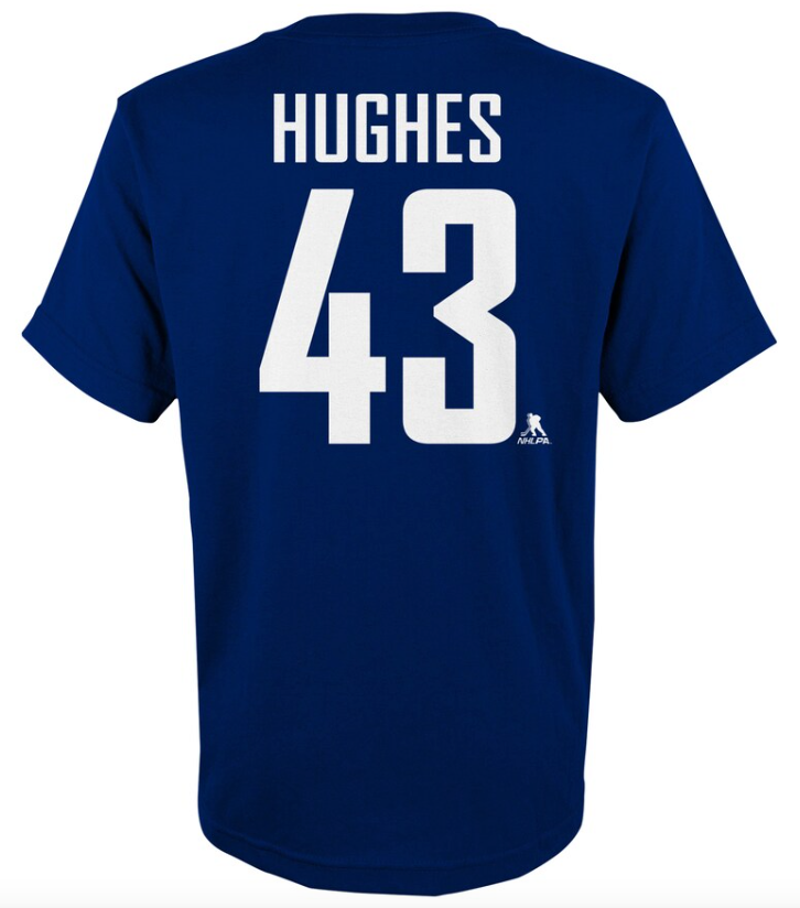 NHL Canucks Youth Name & Number T-Shirt - Hughes