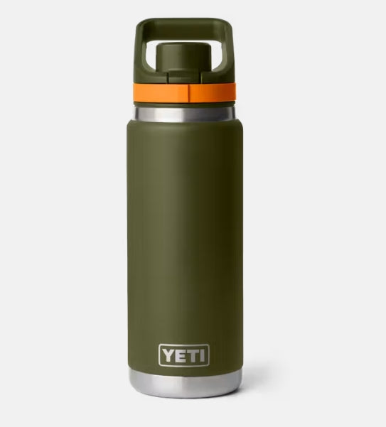 Yeti Rambler 26oz Water Bottle With Flip Chug Cap - Olive/King Crab Orange