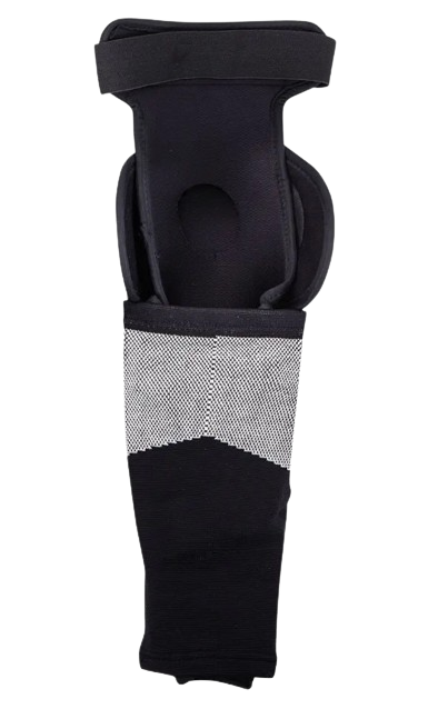 Force Ref Shin-Guard Compression Sleeve over a shin guard back