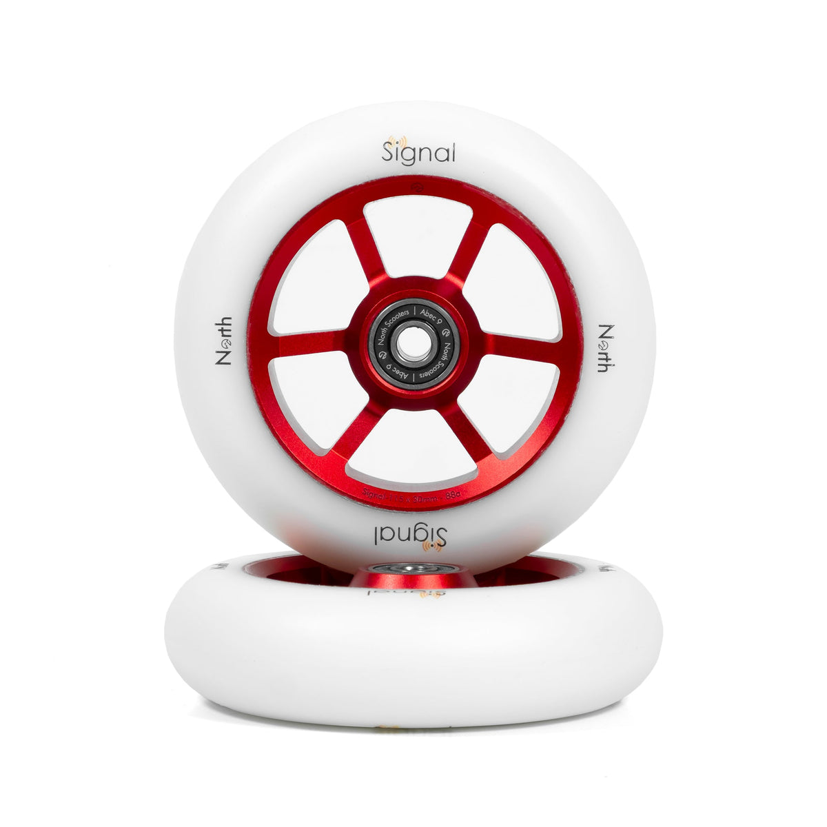 North Scooters Signal Wheels V3 115x30mm - White/Red, front view
