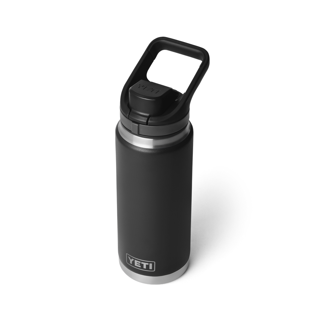 Yeti Rambler 26oz Water Bottle With Flip Chug Cap - Black, three-quarter view