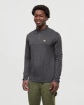 Tentree Astir Longsleeve Polo - Meteorite Black Heather - front