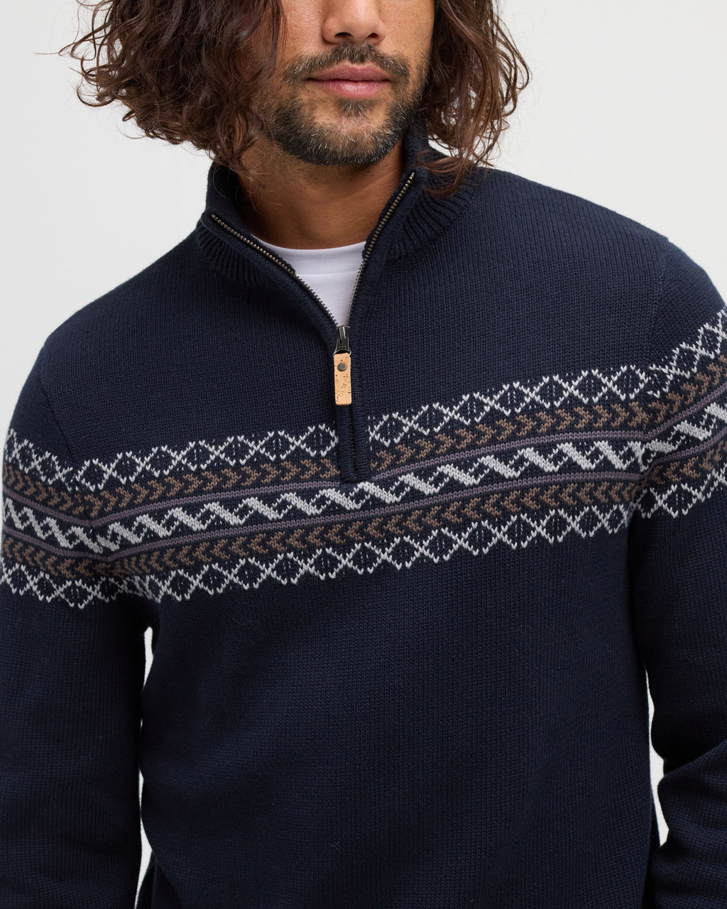 Tentree Lawrence Sweater - Midnight Blue/Fjord - detail