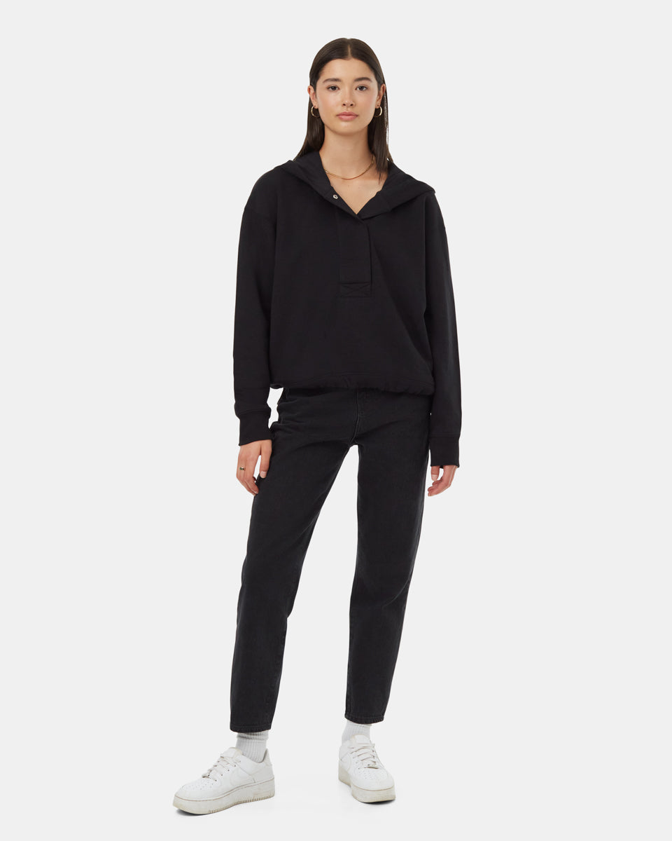 Tentree TreeFleece Hooded Anorak Meteorite Black - front