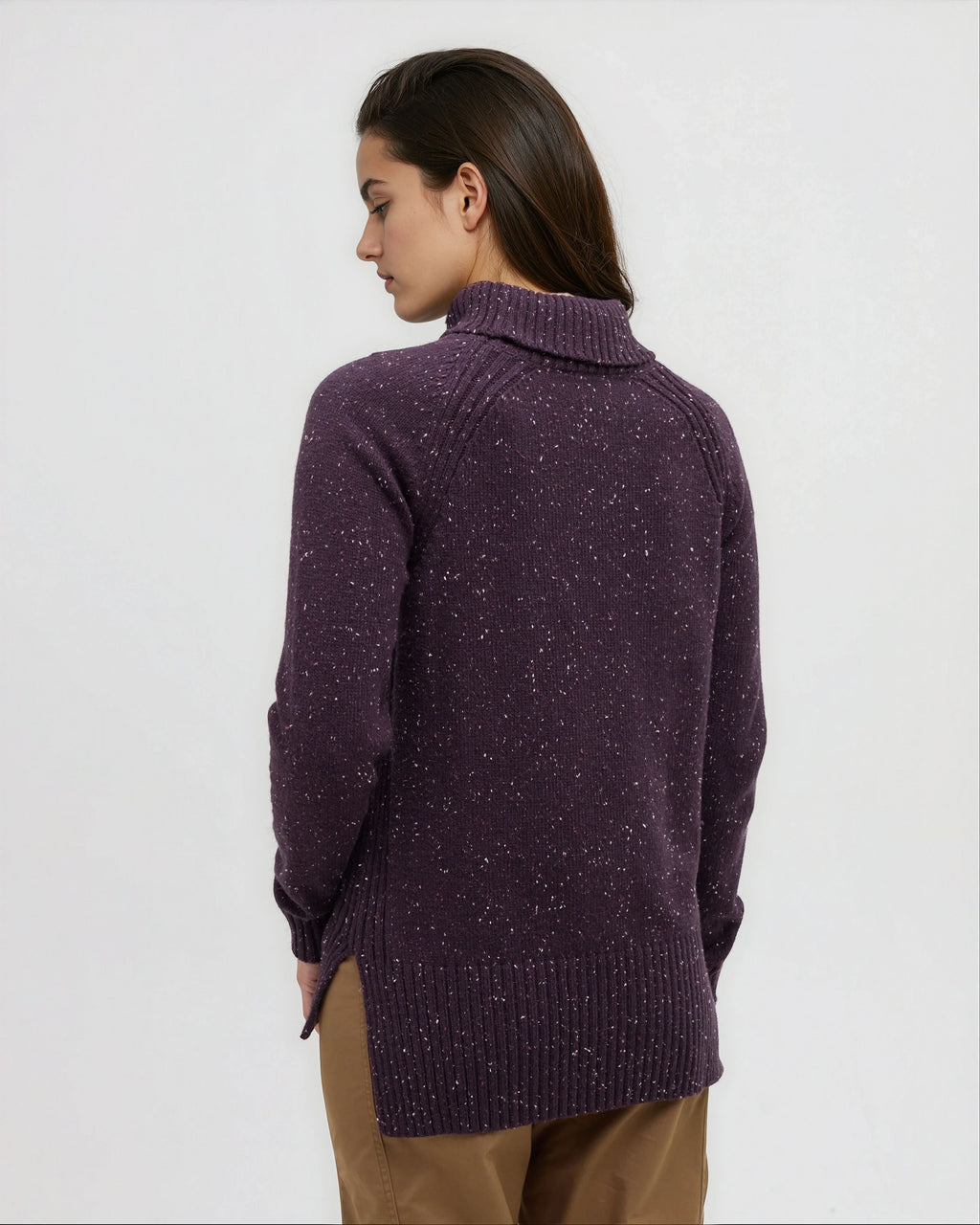 Tentree Women's Spokane Fleck Sweater - Plum Royale Fleck - back