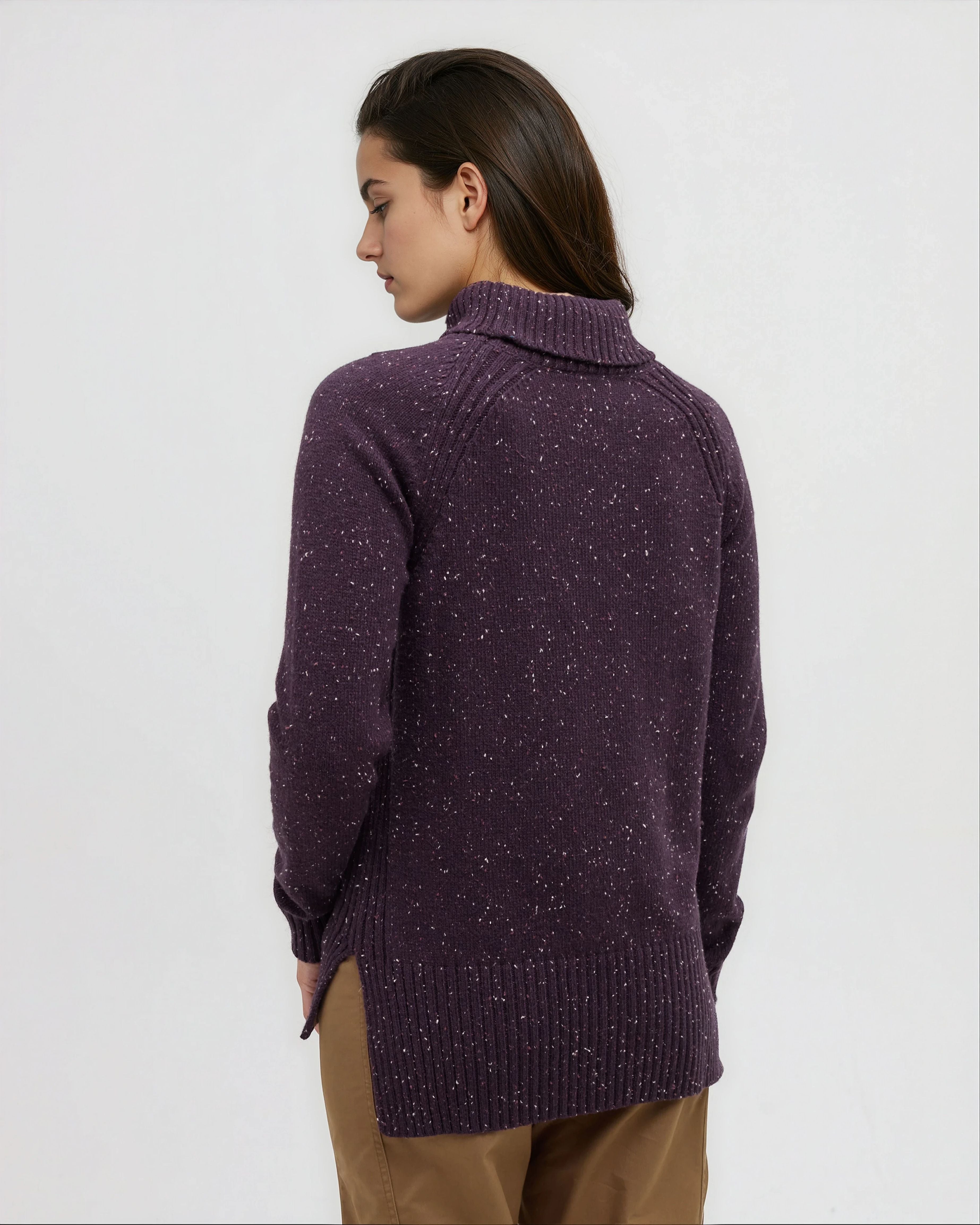 Tentree Women's Spokane Fleck Sweater - Plum Royale Fleck - back
