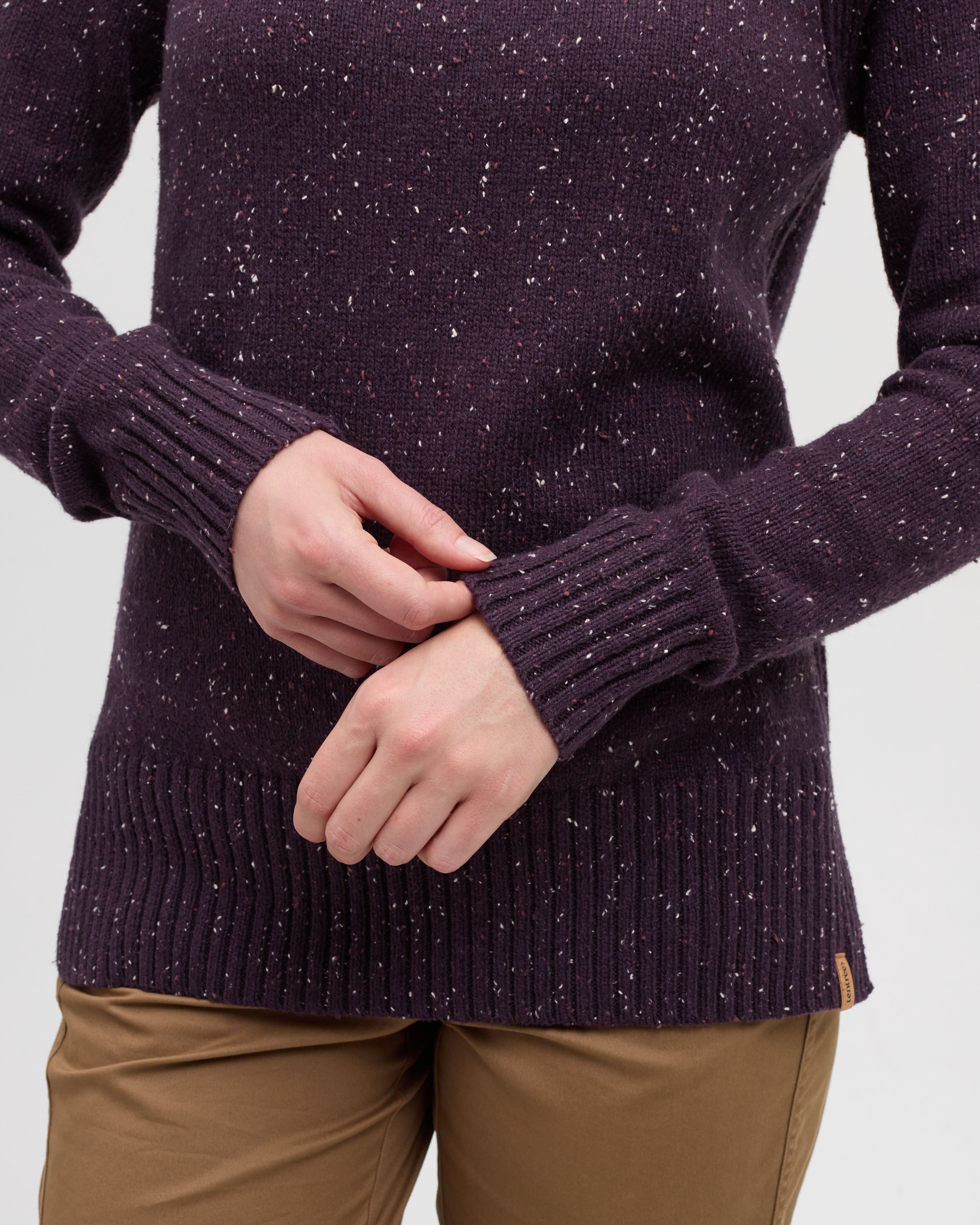 Tentree Women's Spokane Fleck Sweater - Plum Royale Fleck - cuff detail