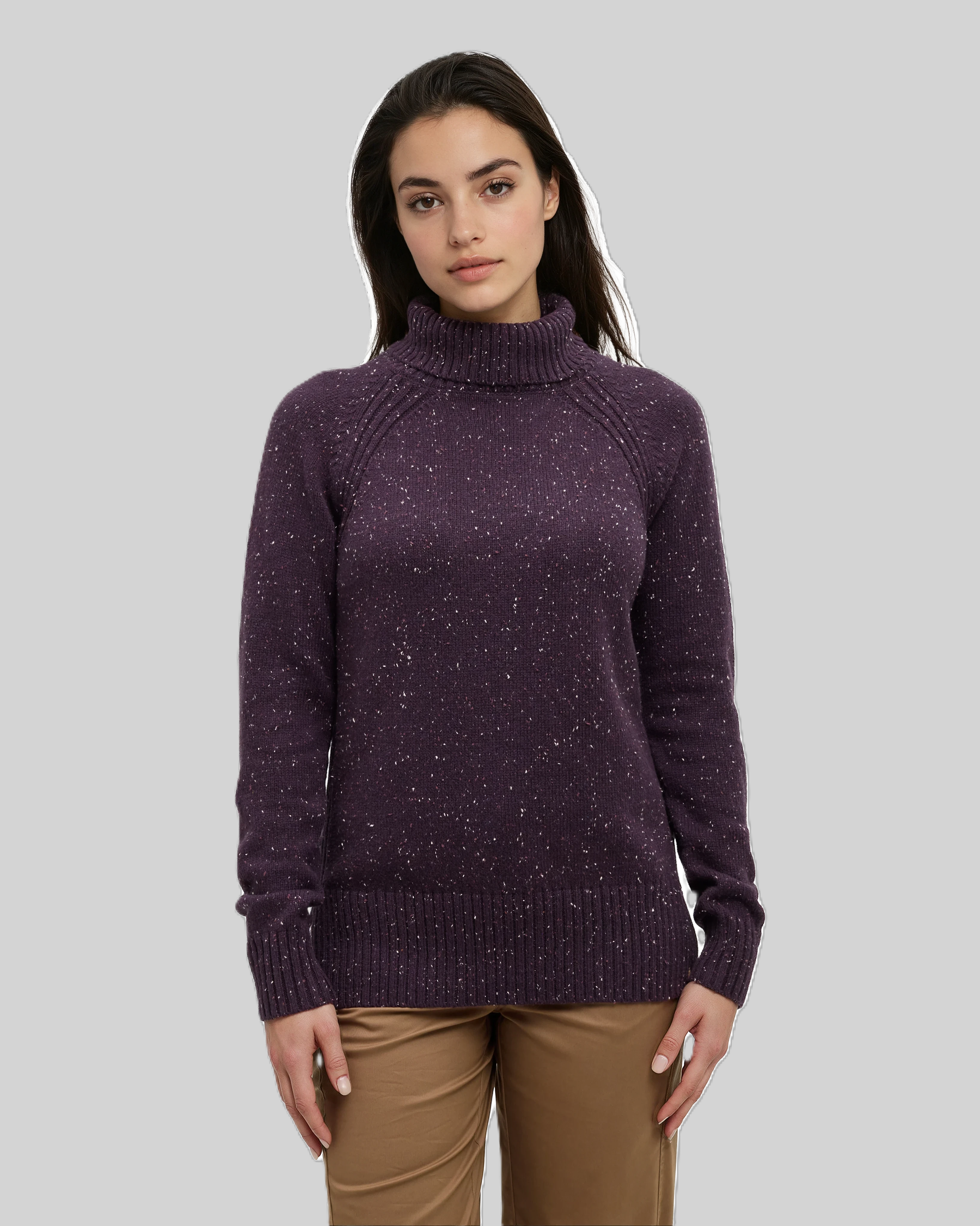 Tentree Women's Spokane Fleck Sweater - Plum Royale Fleck - front