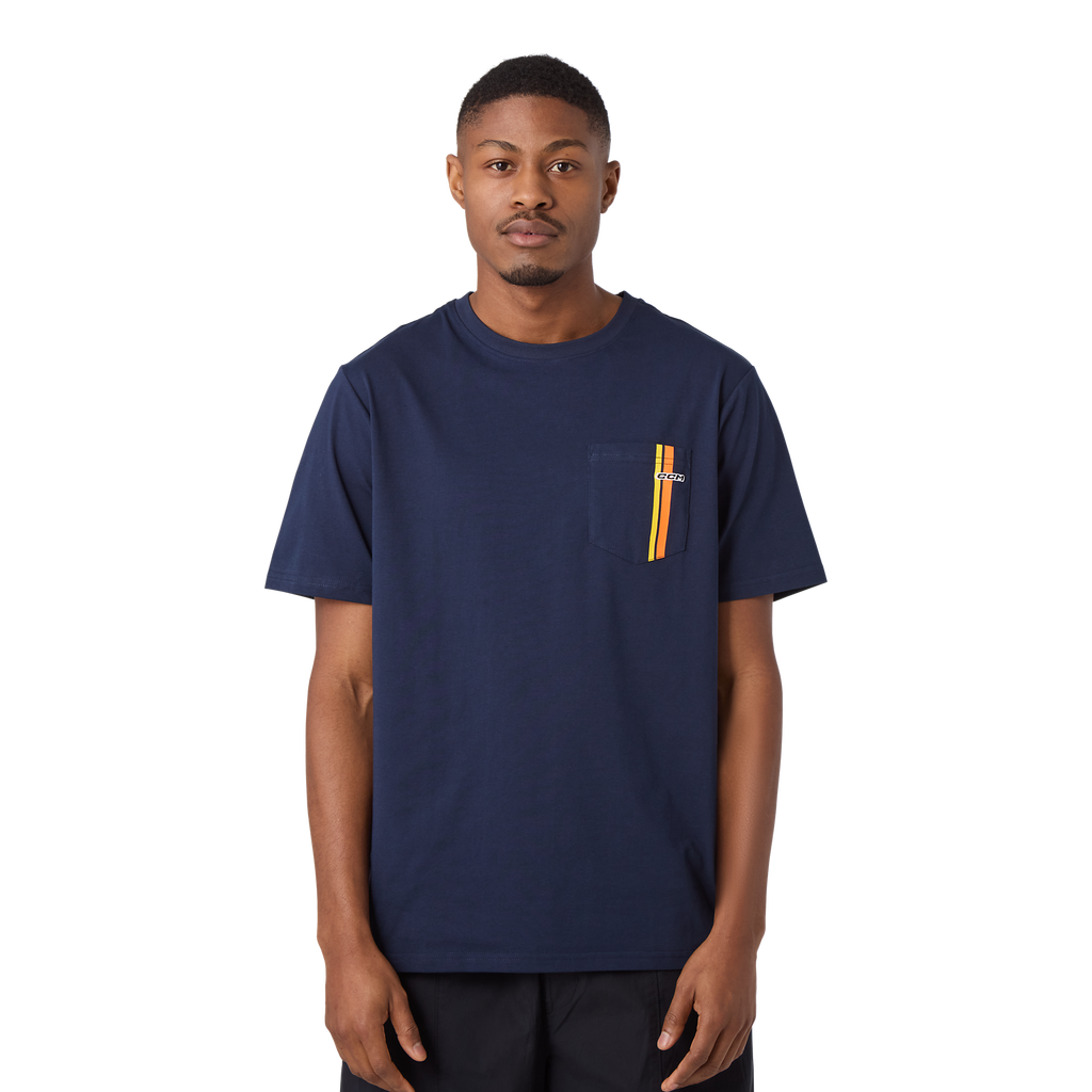 CCM Stripe Collection Short Sleeve T-Shirt - Classic Navy, front view