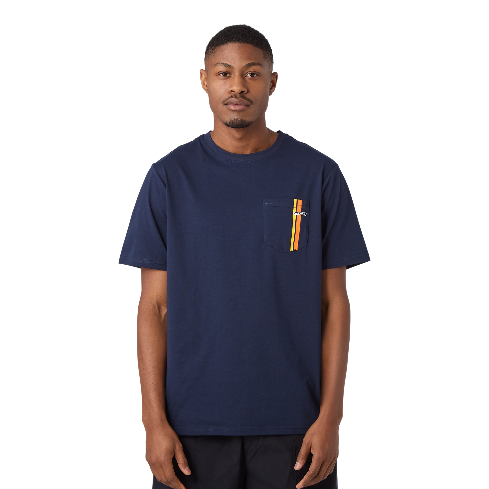 CCM Stripe Collection Short Sleeve T-Shirt - Classic Navy, front view