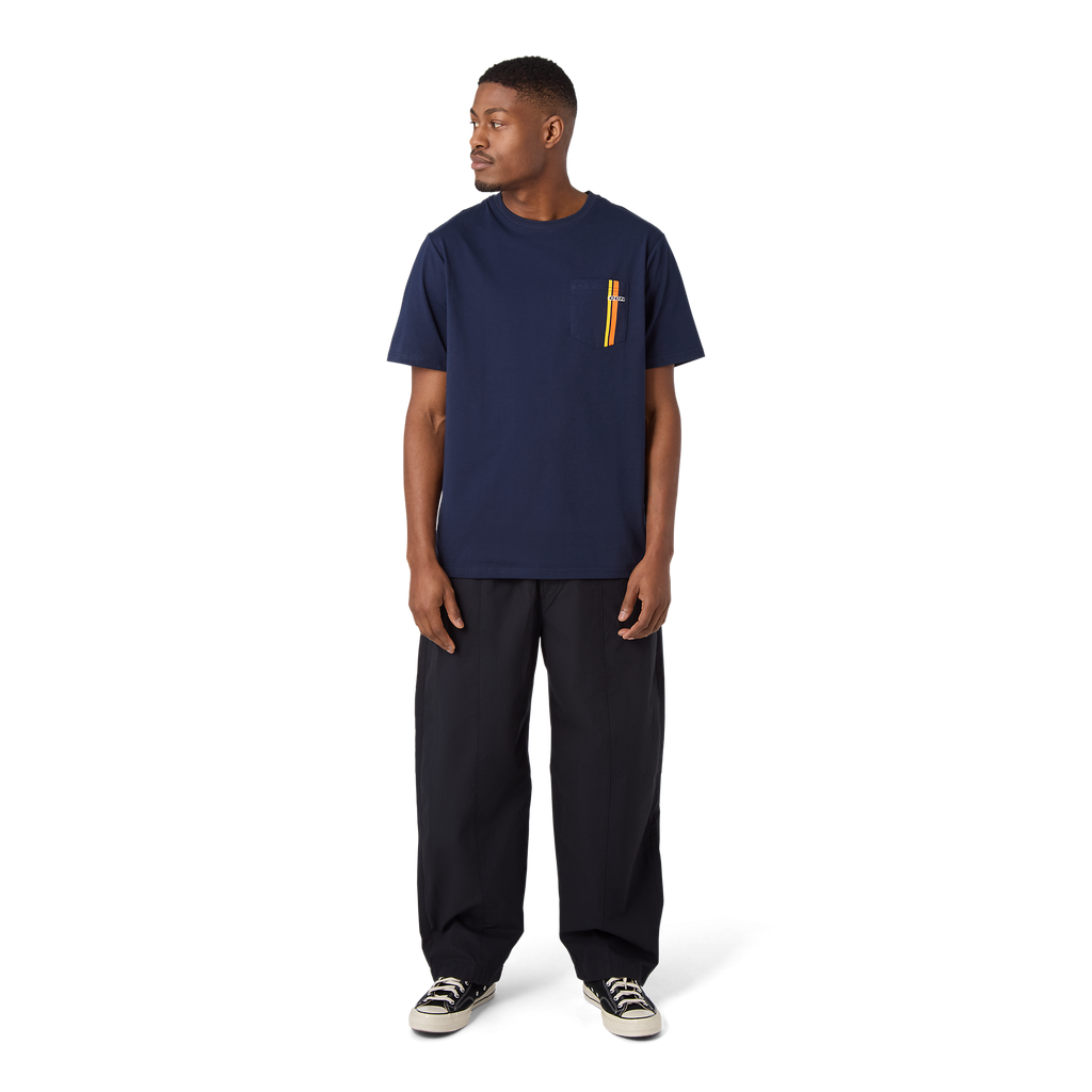 CCM Stripe Collection Short Sleeve T-Shirt - Classic Navy, angle view